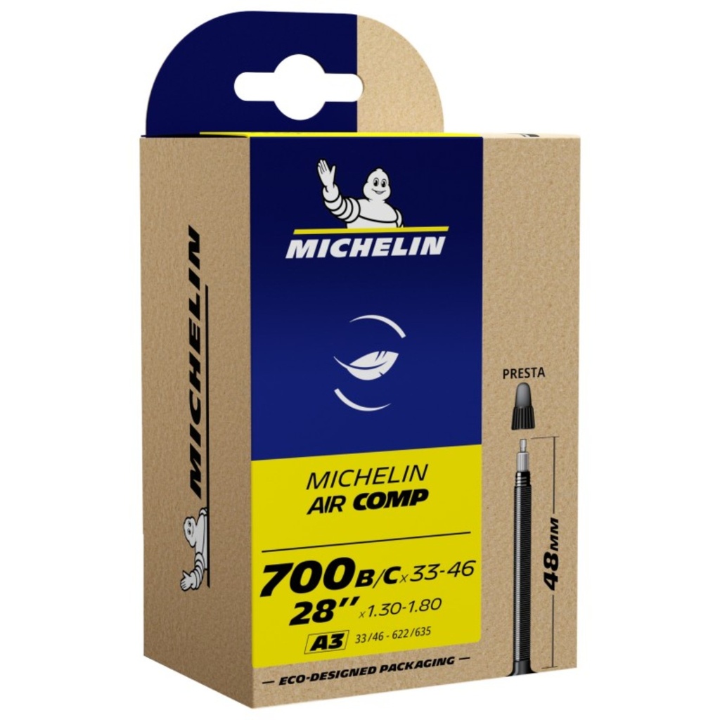 [2002000003404] Chambre à air MICHELIN AirComp Ultralight A3 700x33/46C valve Presta 48mm